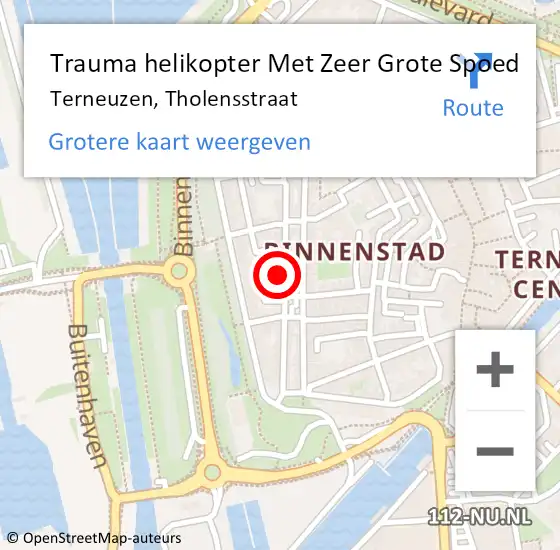 Locatie op kaart van de 112 melding: Trauma helikopter Met Zeer Grote Spoed Naar Terneuzen, Tholensstraat op 8 november 2024 16:36