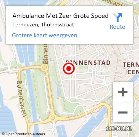 Locatie op kaart van de 112 melding: Ambulance Met Zeer Grote Spoed Naar Terneuzen, Tholensstraat op 8 november 2024 16:36