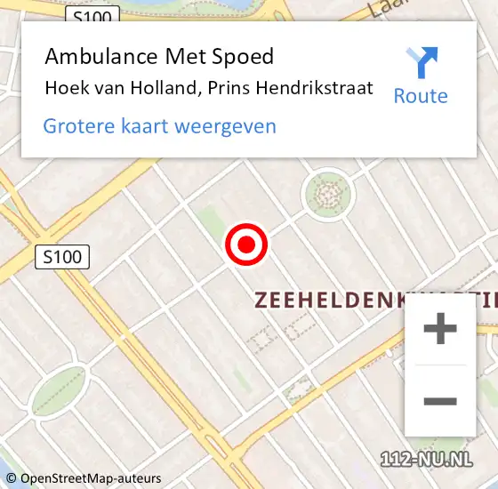 Locatie op kaart van de 112 melding: Ambulance Met Spoed Naar Den Haag, Prins Hendrikstraat op 8 november 2024 16:48