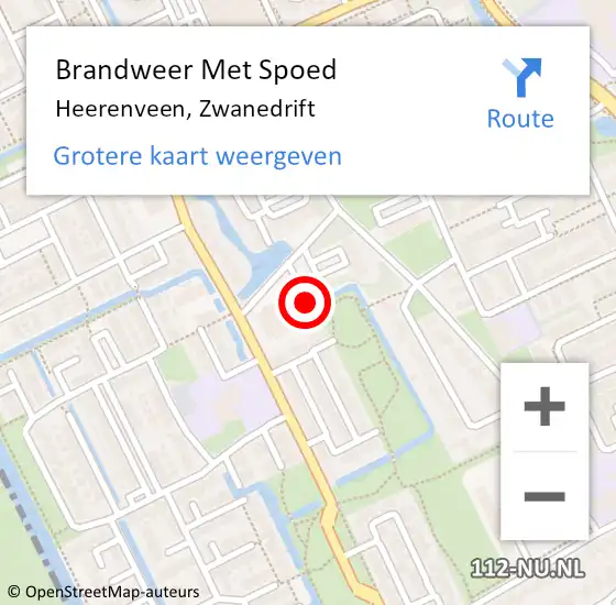 Locatie op kaart van de 112 melding: Brandweer Met Spoed Naar Heerenveen, Zwanedrift op 8 november 2024 16:59