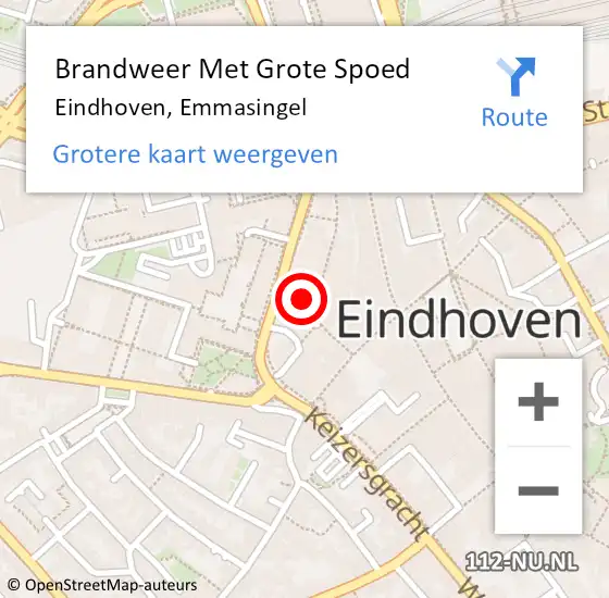 Locatie op kaart van de 112 melding: Brandweer Met Grote Spoed Naar Eindhoven, Emmasingel op 8 november 2024 17:01