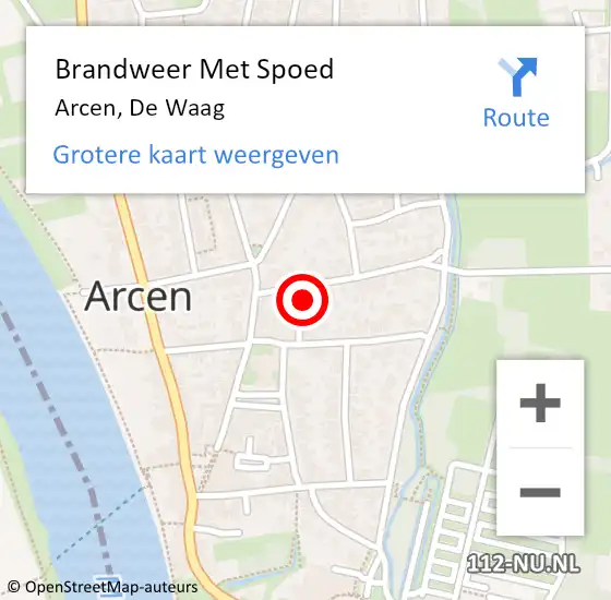 Locatie op kaart van de 112 melding: Brandweer Met Spoed Naar Arcen, De Waag op 8 november 2024 17:03