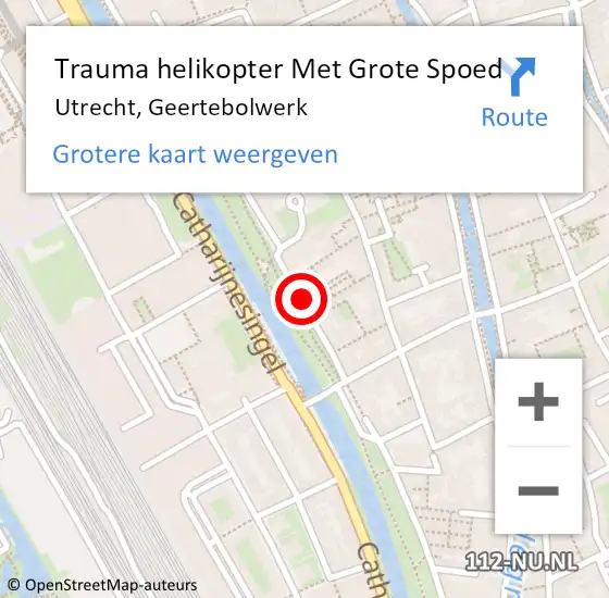 Locatie op kaart van de 112 melding: Trauma helikopter Met Grote Spoed Naar Utrecht, Geertebolwerk op 8 november 2024 17:06