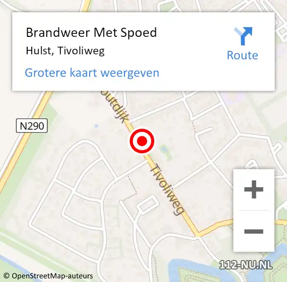 Locatie op kaart van de 112 melding: Brandweer Met Spoed Naar Hulst, Tivoliweg op 8 november 2024 17:10