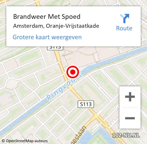 Locatie op kaart van de 112 melding: Brandweer Met Spoed Naar Amsterdam, Oranje-Vrijstaatkade op 8 november 2024 17:16