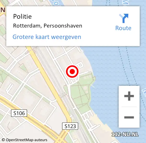 Locatie op kaart van de 112 melding: Politie Rotterdam, Persoonshaven op 8 november 2024 17:28