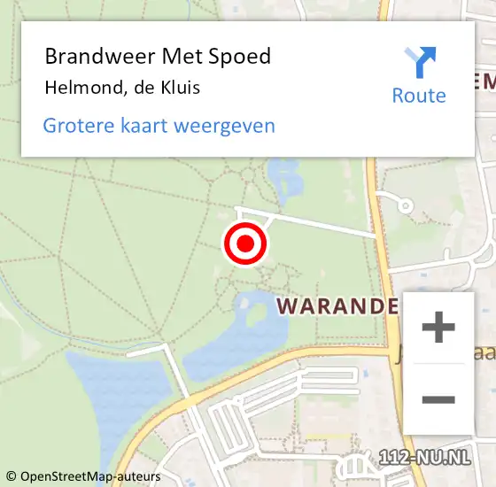 Locatie op kaart van de 112 melding: Brandweer Met Spoed Naar Helmond, de Kluis op 8 november 2024 17:40