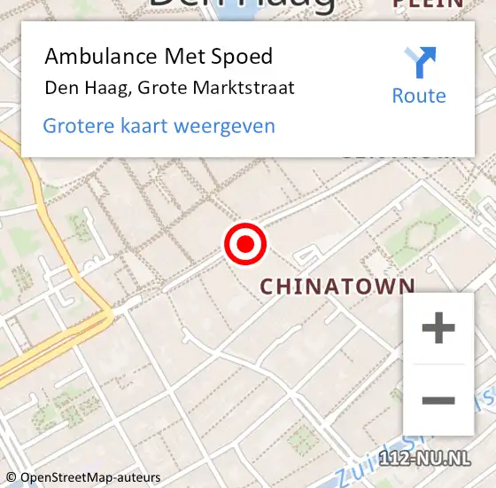 Locatie op kaart van de 112 melding: Ambulance Met Spoed Naar Den Haag, Grote Marktstraat op 8 november 2024 17:45