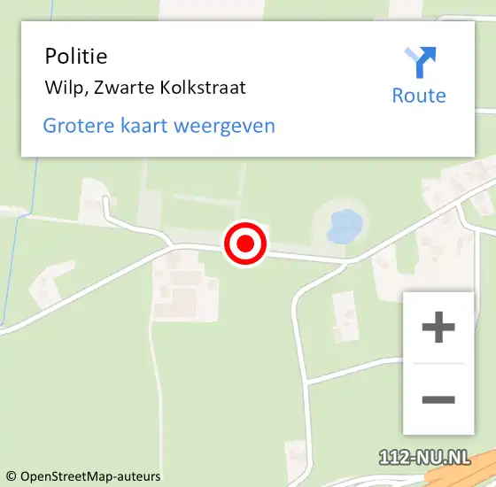 Locatie op kaart van de 112 melding: Politie Wilp, Zwarte Kolkstraat op 8 november 2024 17:49