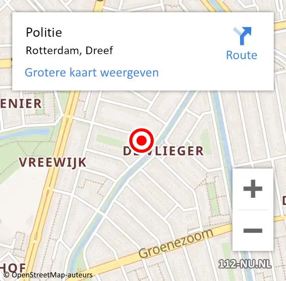 Locatie op kaart van de 112 melding: Politie Rotterdam, Dreef op 8 november 2024 17:57