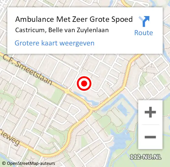 Locatie op kaart van de 112 melding: Ambulance Met Zeer Grote Spoed Naar Castricum, Belle van Zuylenlaan op 8 november 2024 18:28