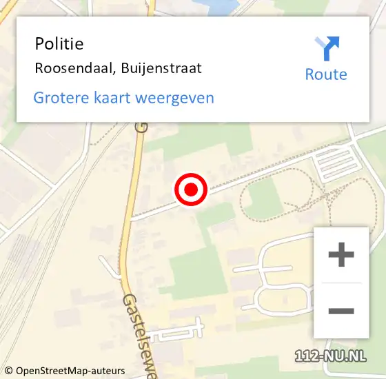 Locatie op kaart van de 112 melding: Politie Roosendaal, Buijenstraat op 8 november 2024 18:48