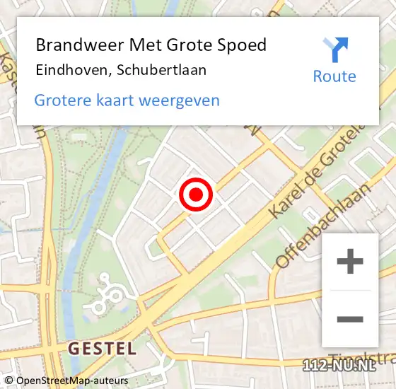 Locatie op kaart van de 112 melding: Brandweer Met Grote Spoed Naar Eindhoven, Schubertlaan op 8 november 2024 18:59