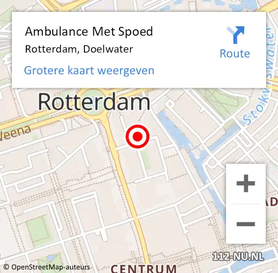 Locatie op kaart van de 112 melding: Ambulance Met Spoed Naar Rotterdam, Doelwater op 8 november 2024 19:07