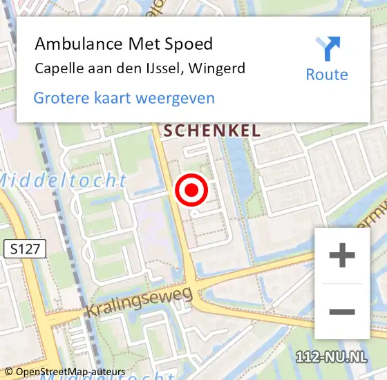 Locatie op kaart van de 112 melding: Ambulance Met Spoed Naar Capelle aan den IJssel, Wingerd op 8 november 2024 19:19