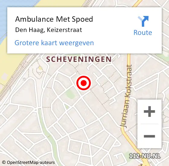 Locatie op kaart van de 112 melding: Ambulance Met Spoed Naar Den Haag, Keizerstraat op 8 november 2024 19:57