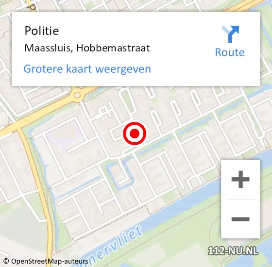 Locatie op kaart van de 112 melding: Politie Maassluis, Hobbemastraat op 8 november 2024 19:59