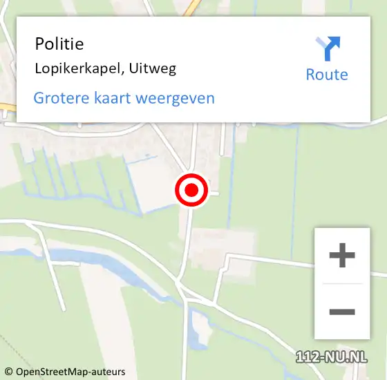 Locatie op kaart van de 112 melding: Politie Lopikerkapel, Uitweg op 26 oktober 2014 10:13