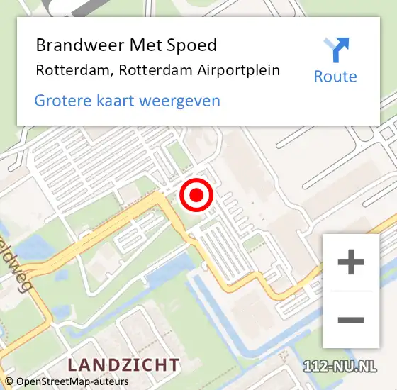 Locatie op kaart van de 112 melding: Brandweer Met Spoed Naar Rotterdam, Rotterdam Airportplein op 8 november 2024 20:35