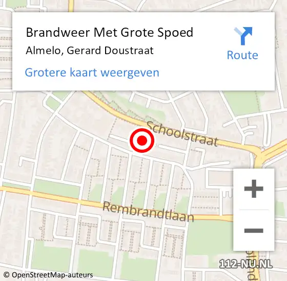 Locatie op kaart van de 112 melding: Brandweer Met Grote Spoed Naar Almelo, Gerard Doustraat op 8 november 2024 20:54