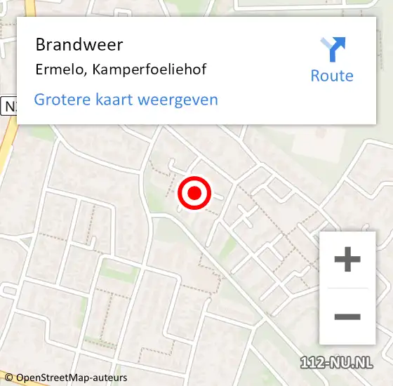 Locatie op kaart van de 112 melding: Brandweer Ermelo, Kamperfoeliehof op 8 november 2024 20:56