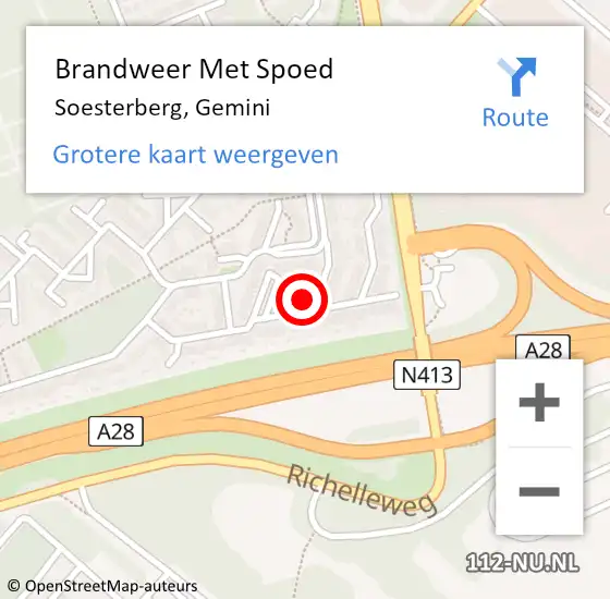 Locatie op kaart van de 112 melding: Brandweer Met Spoed Naar Soesterberg, Gemini op 8 november 2024 21:08