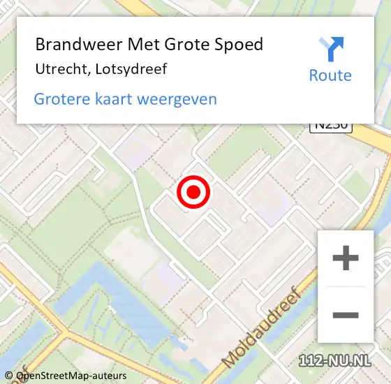 Locatie op kaart van de 112 melding: Brandweer Met Grote Spoed Naar Utrecht, Lotsydreef op 8 november 2024 21:09