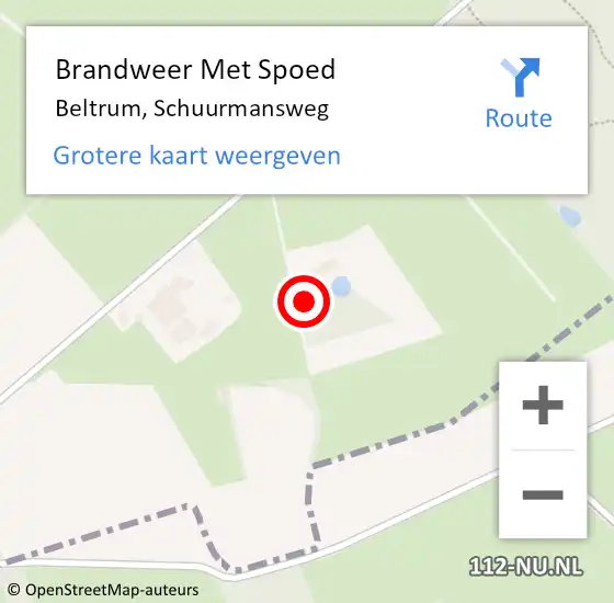 Locatie op kaart van de 112 melding: Brandweer Met Spoed Naar Beltrum, Schuurmansweg op 8 november 2024 21:10