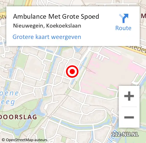 Locatie op kaart van de 112 melding: Ambulance Met Grote Spoed Naar Nieuwegein, Koekoekslaan op 8 november 2024 21:22