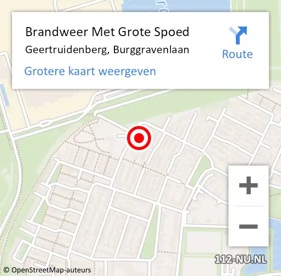 Locatie op kaart van de 112 melding: Brandweer Met Grote Spoed Naar Geertruidenberg, Burggravenlaan op 8 november 2024 21:44