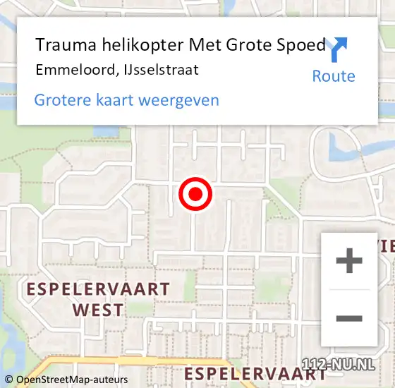 Locatie op kaart van de 112 melding: Trauma helikopter Met Grote Spoed Naar Emmeloord, IJsselstraat op 8 november 2024 21:56