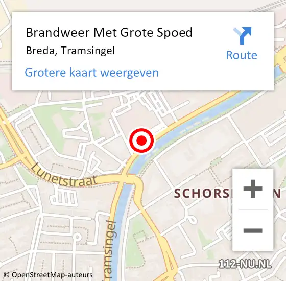 Locatie op kaart van de 112 melding: Brandweer Met Grote Spoed Naar Breda, Tramsingel op 8 november 2024 22:30