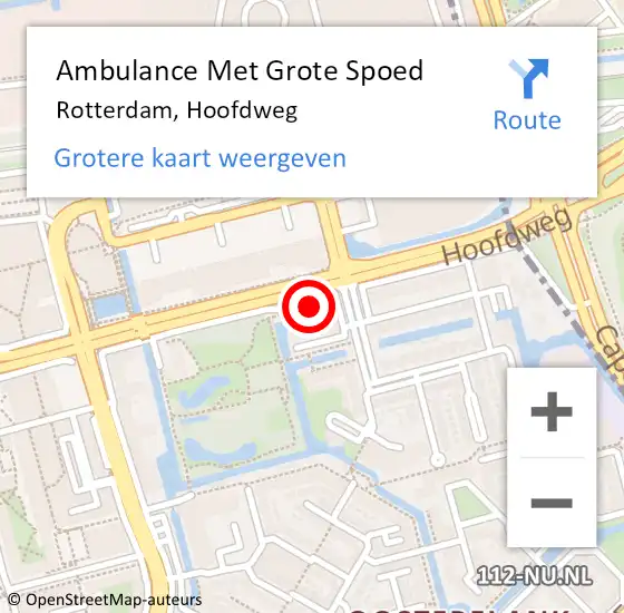 Locatie op kaart van de 112 melding: Ambulance Met Grote Spoed Naar Rotterdam, Hoofdweg op 8 november 2024 22:37