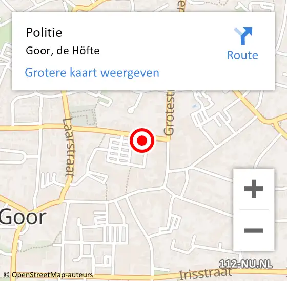 Locatie op kaart van de 112 melding: Politie Goor, de Höfte op 8 november 2024 22:45