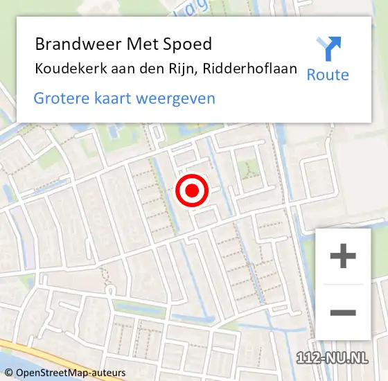 Locatie op kaart van de 112 melding: Brandweer Met Spoed Naar Koudekerk aan den Rijn, Ridderhoflaan op 8 november 2024 23:05