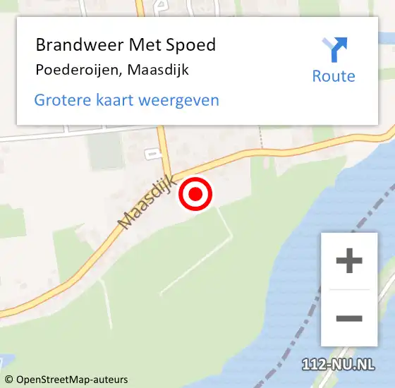 Locatie op kaart van de 112 melding: Brandweer Met Spoed Naar Poederoijen, Maasdijk op 8 november 2024 23:27