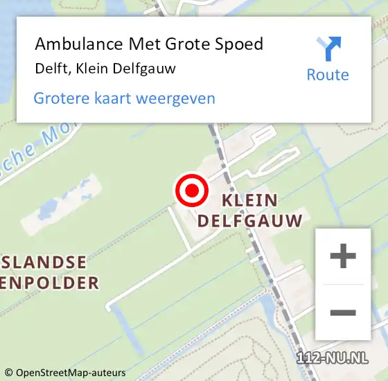 Locatie op kaart van de 112 melding: Ambulance Met Grote Spoed Naar Delft, Klein Delfgauw op 8 november 2024 23:34