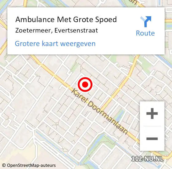 Locatie op kaart van de 112 melding: Ambulance Met Grote Spoed Naar Zoetermeer, Evertsenstraat op 8 november 2024 23:41