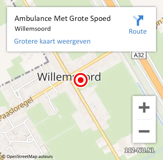 Locatie op kaart van de 112 melding: Ambulance Met Grote Spoed Naar Willemsoord op 9 november 2024 00:15