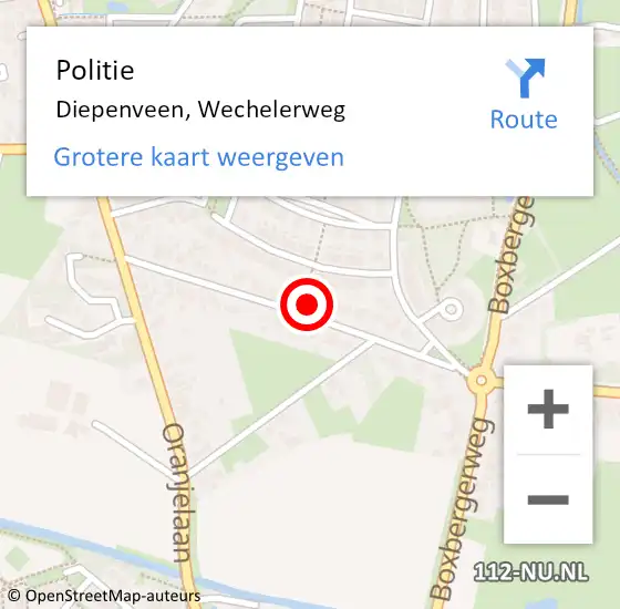 Locatie op kaart van de 112 melding: Politie Diepenveen, Wechelerweg op 9 november 2024 00:16