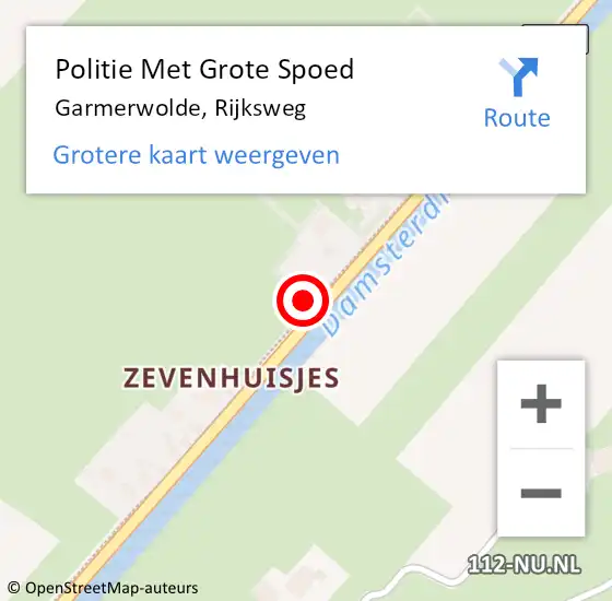 Locatie op kaart van de 112 melding: Politie Met Grote Spoed Naar Garmerwolde, Rijksweg op 9 november 2024 00:17