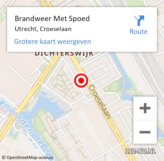 Locatie op kaart van de 112 melding: Brandweer Met Spoed Naar Utrecht, Croeselaan op 9 november 2024 00:24