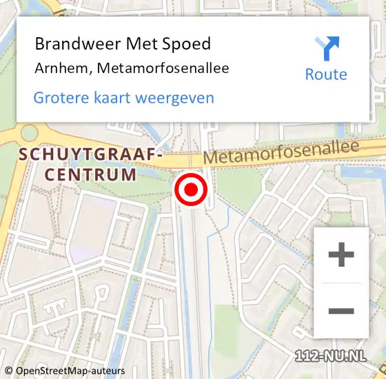 Locatie op kaart van de 112 melding: Brandweer Met Spoed Naar Arnhem, Metamorfosenallee op 9 november 2024 01:12