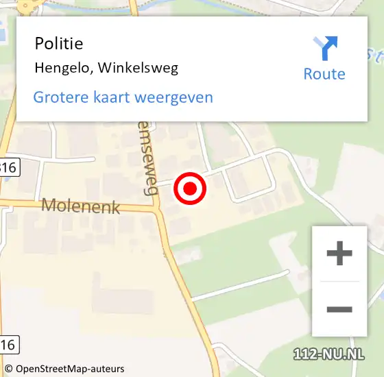 Locatie op kaart van de 112 melding: Politie Hengelo, Winkelsweg op 9 november 2024 01:17