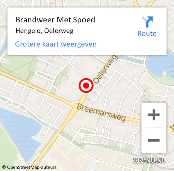 Locatie op kaart van de 112 melding: Brandweer Met Spoed Naar Hengelo, Oelerweg op 9 november 2024 01:33