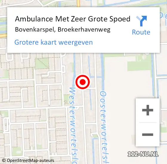 Locatie op kaart van de 112 melding: Ambulance Met Zeer Grote Spoed Naar Bovenkarspel, Broekerhavenweg op 9 november 2024 01:42