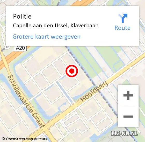 Locatie op kaart van de 112 melding: Politie Capelle aan den IJssel, Klaverbaan op 9 november 2024 01:59