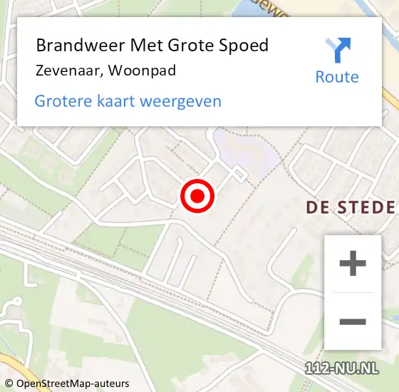 Locatie op kaart van de 112 melding: Brandweer Met Grote Spoed Naar Zevenaar, Woonpad op 9 november 2024 02:04