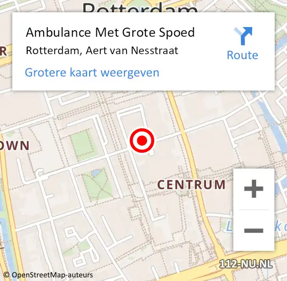 Locatie op kaart van de 112 melding: Ambulance Met Grote Spoed Naar Rotterdam, Aert van Nesstraat op 9 november 2024 02:06