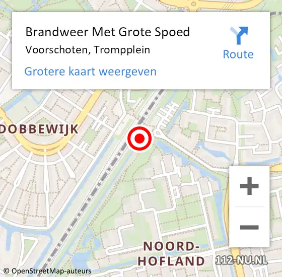 Locatie op kaart van de 112 melding: Brandweer Met Grote Spoed Naar Voorschoten, Trompplein op 9 november 2024 02:26